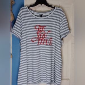Torrid "Be You" gray striped tshirt 4 = 4XL